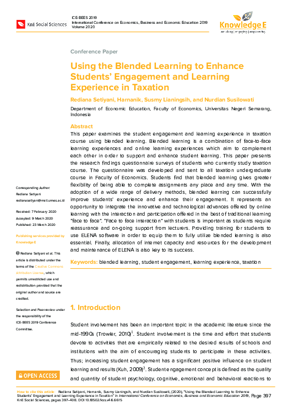 (PDF) Using the Blended Learning to Enhance Students’ Engagement and ...