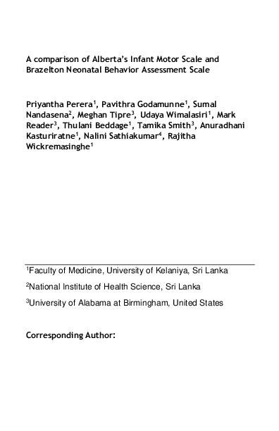 (PDF) A comparison of Alberta's Infant Motor Scale and Brazelton ...