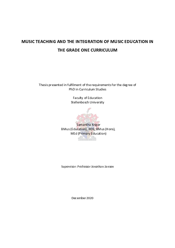 (PDF) Music Teaching and the Integration of Music Education in the ...