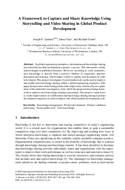 (PDF) A Framework to Capture and Share Knowledge Using Storytelling and ...