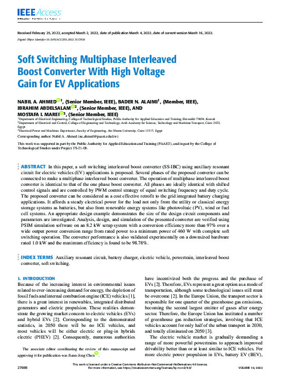 (PDF) Soft Switching Multiphase Interleaved Boost Converter With High ...