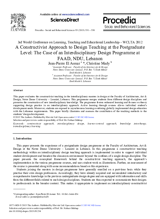 (PDF) A Constructivist Approach to Design Teaching at the Postgraduate ...