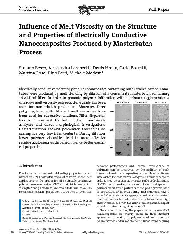 (PDF) Influence of Melt Viscosity on the Structure and Properties of ...