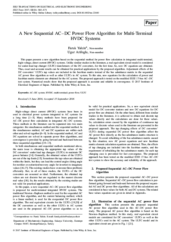 (PDF) A new sequential AC-DC power flow algorithm for multi-terminal ...