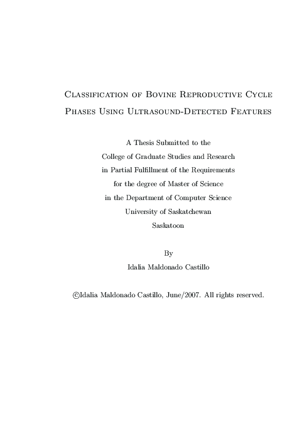 (PDF) Classification of Bovine Reproductive Cycle Phase using ...
