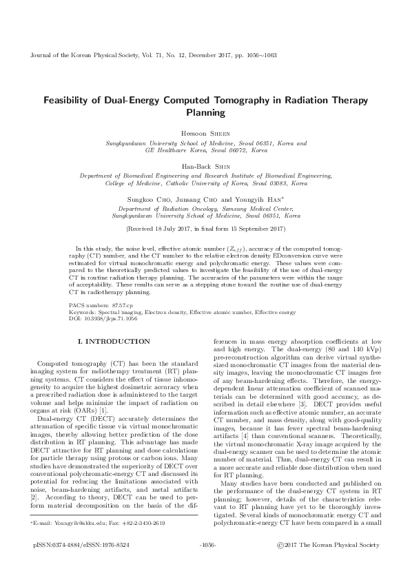 (PDF) Feasibility of dual-energy computed tomography in radiation ...