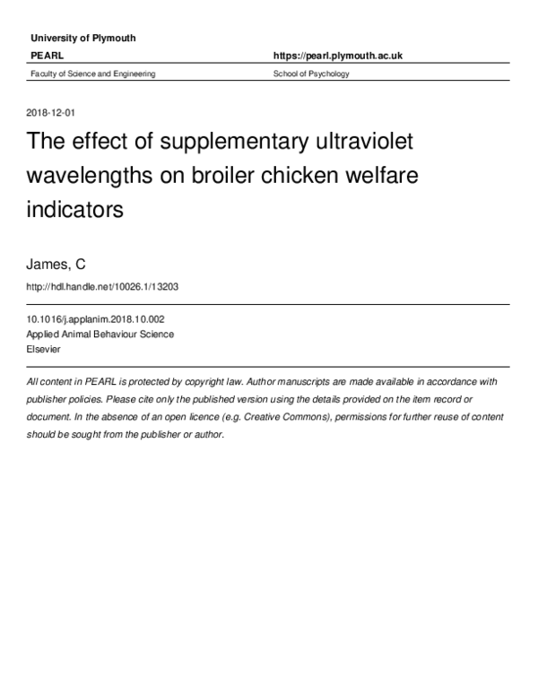 (PDF) The effect of supplementary ultraviolet wavelengths on broiler ...