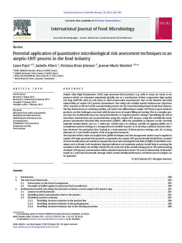 (PDF) Potential application of quantitative microbiological risk ...