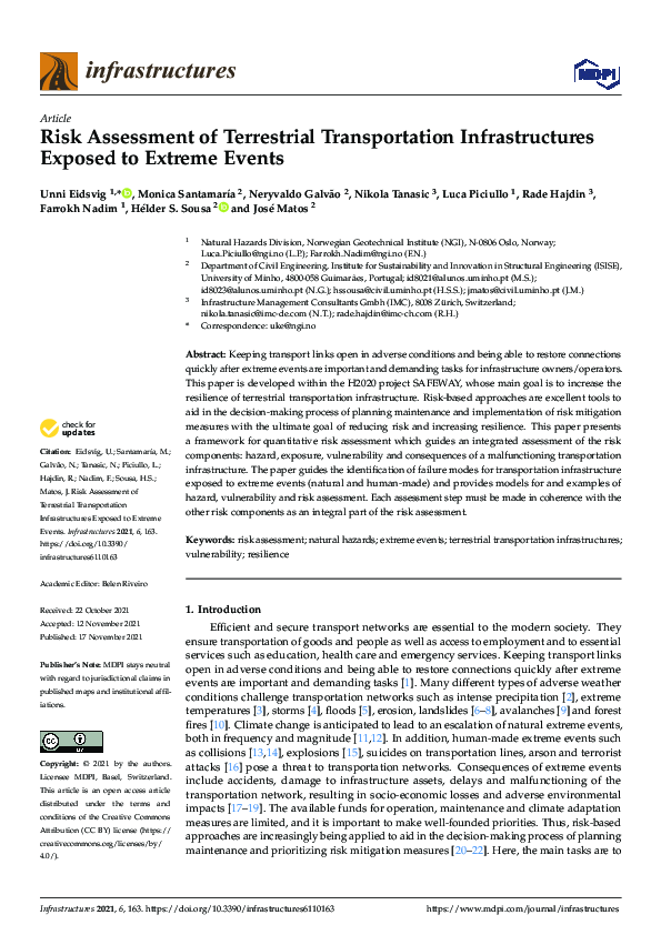 (PDF) Risk Assessment of Terrestrial Transportation Infrastructures ...