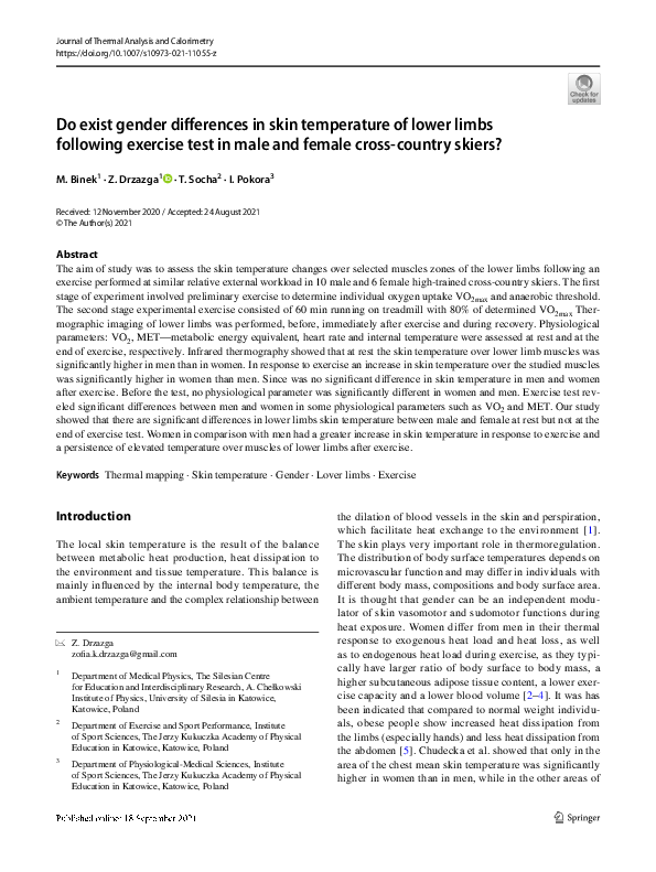 (PDF) Do exist gender differences in skin temperature of lower limbs ...