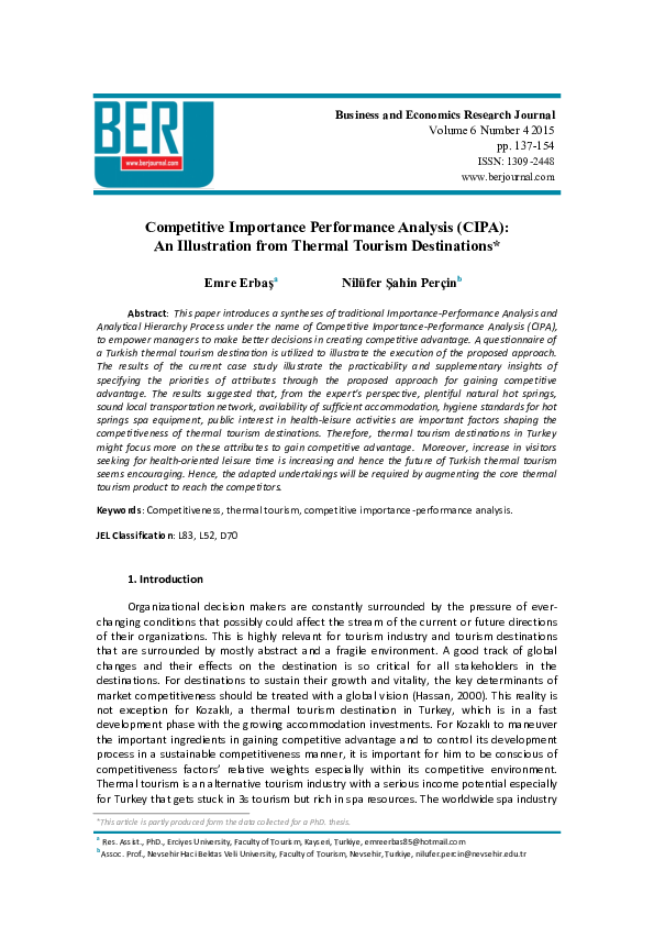(PDF) Competitive Importance Performance Analysis (CIPA): An ...