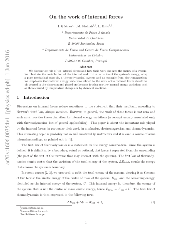 (PDF) On the work of internal forces