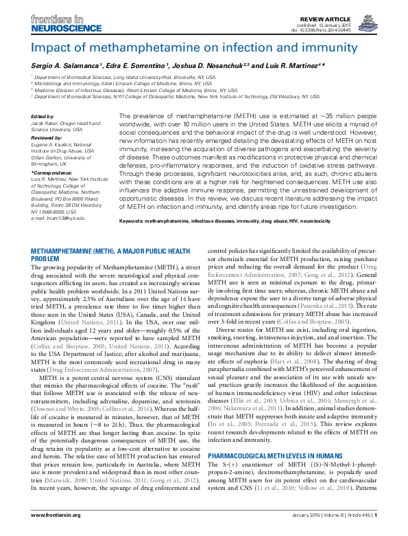 (PDF) Impact of methamphetamine on infection and immunity