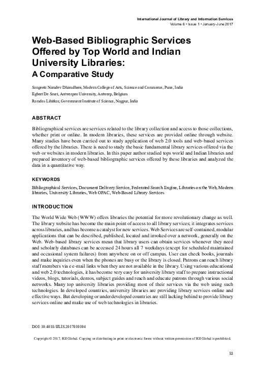 (PDF) Web-Based Bibliographic Services Offered by Top World and Indian ...