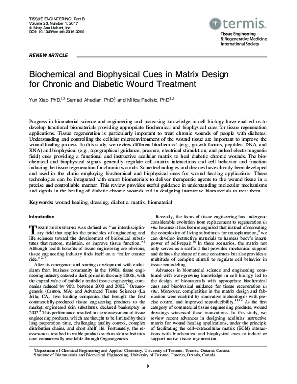 (PDF) Biochemical and Biophysical Cues in Matrix Design for Chronic and ...