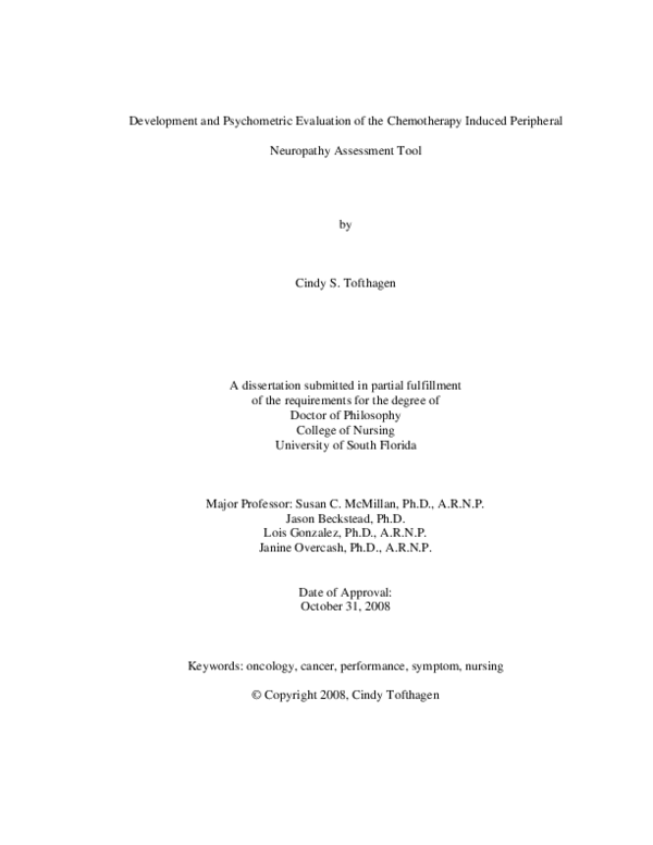 (PDF) Development and Psychometric Evaluation of the Chemotherapy ...