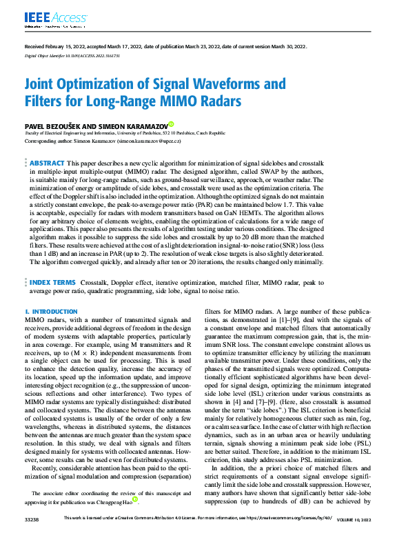 (PDF) Joint Optimization of Signal Waveforms and Filters for Long-Range ...