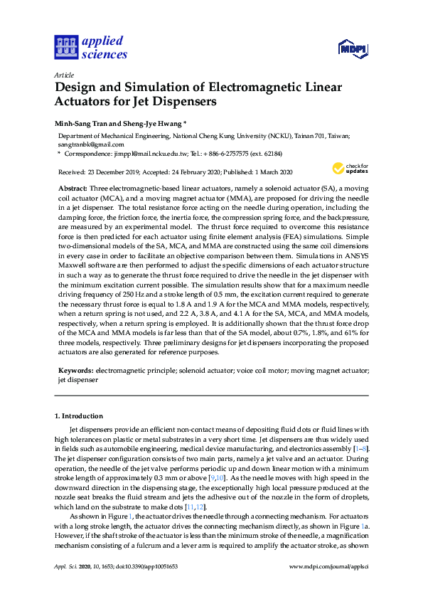 (PDF) Design and Simulation of Electromagnetic Linear Actuators for Jet ...