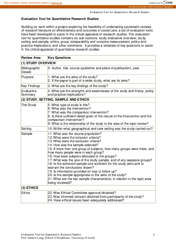 (PDF) HCPRDU evaluation tool for quantitative studies