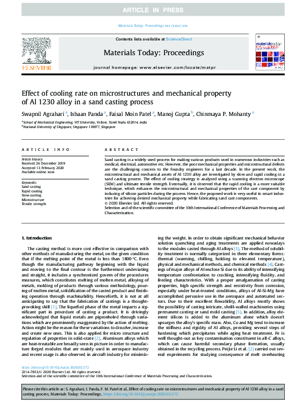 (PDF) Effect of Cooling Rate on the Microstructures and Mechanical ...