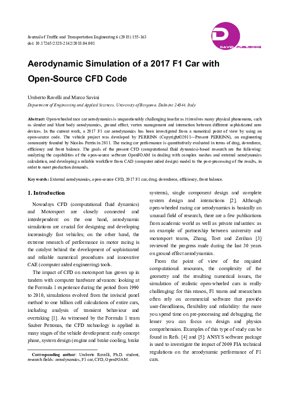 (PDF) Aerodynamic Simulation of a 2017 F1 Car with Open-Source CFD Code