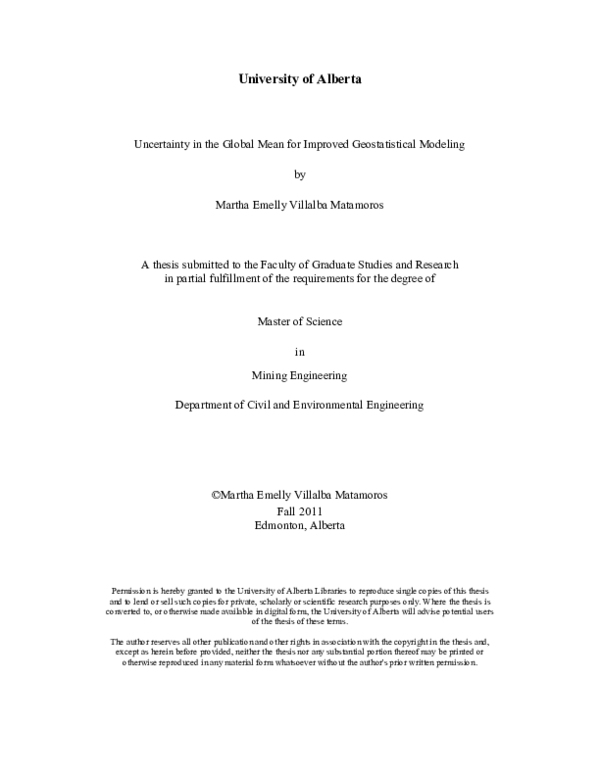 (PDF) Uncertainty in the Global Mean for Improved Geostatistical Modeling