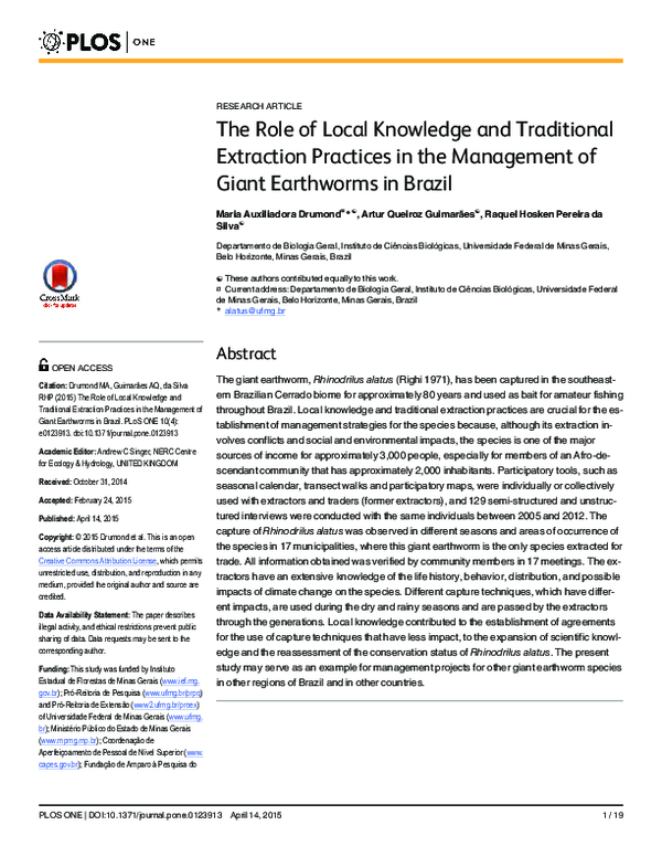 (PDF) The Role of Local Knowledge and Traditional Extraction Practices ...