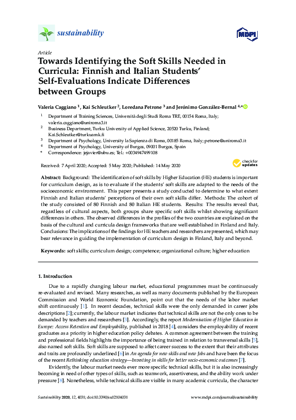 (PDF) Towards Identifying the Soft Skills Needed in Curricula: Finnish ...
