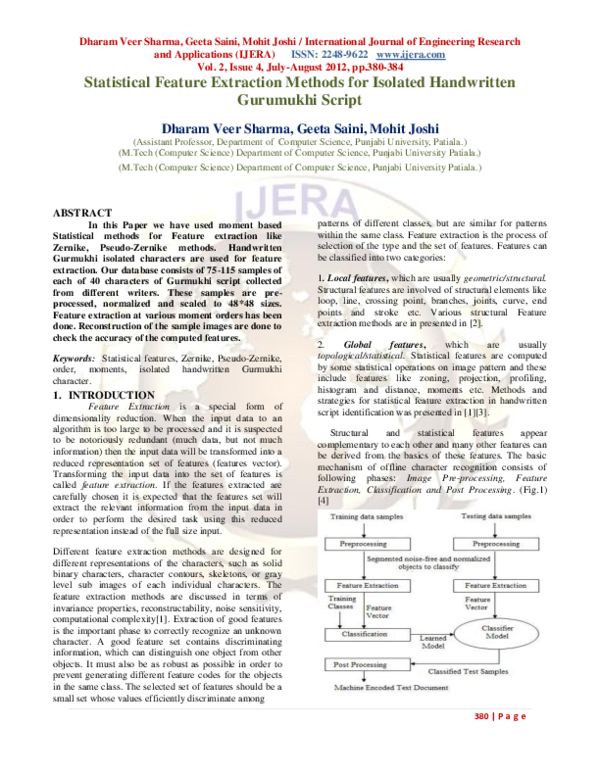 (PDF) Statistical Feature Extraction Methods for Isolated Handwritten ...