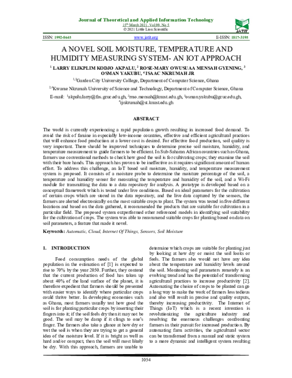 (PDF) A Novel Soil Moisture, Temperature and Humidity Measuring System ...