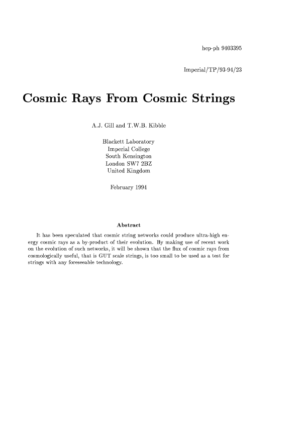 (PDF) Cosmic rays from cosmic strings
