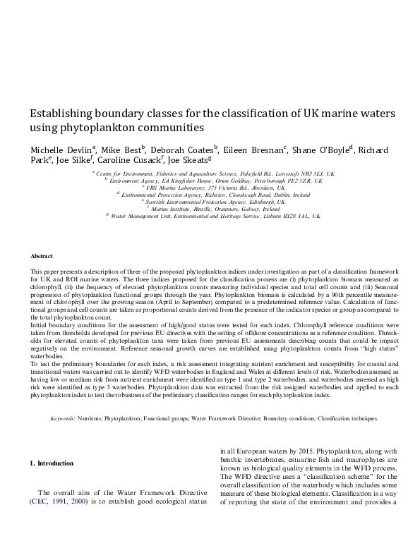 (PDF) Establishing boundary classes for the classification of UK marine ...