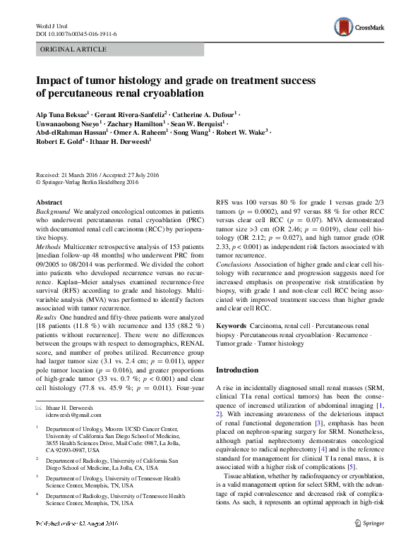 (PDF) Impact of tumor histology and grade on treatment success of ...