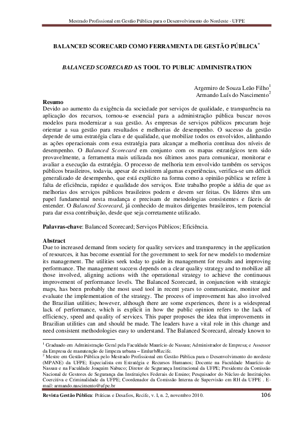 (PDF) Balanced Scorecard as Tool to Public Administration