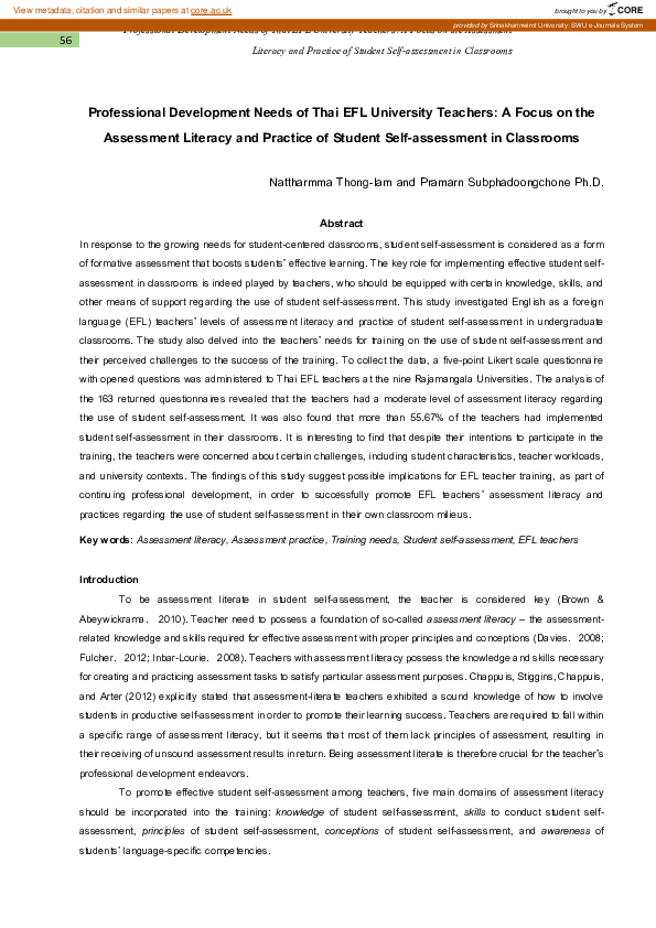 (PDF) Professional Development Needs of Thai EFL University Teachers: A ...