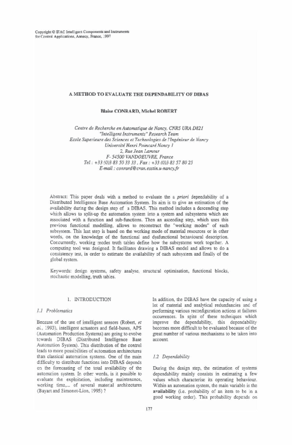 (PDF) A Method to Evaluate the Dependability of DIBAS