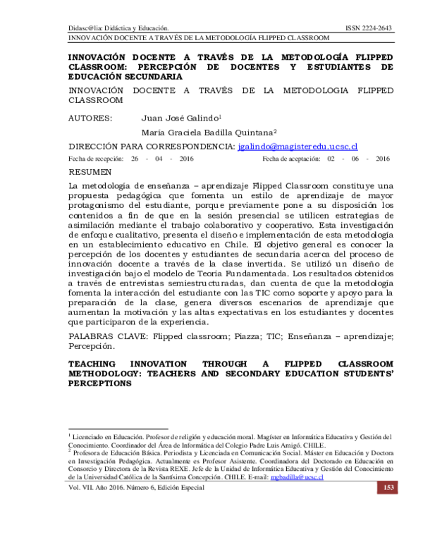 (PDF) Innovación Docente a Través De La Metodología Flipped Classroom ...