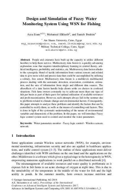 (PDF) Design and Simulation of Fuzzy Water Monitoring System Using WSN ...