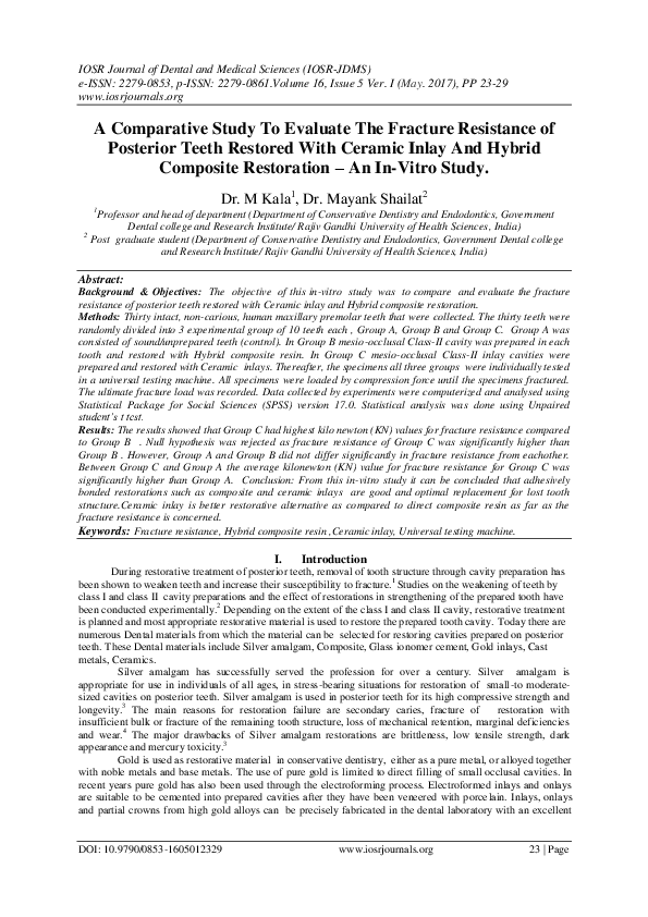 (PDF) A Comparative Study To Evaluate The Fracture Resistance of ...