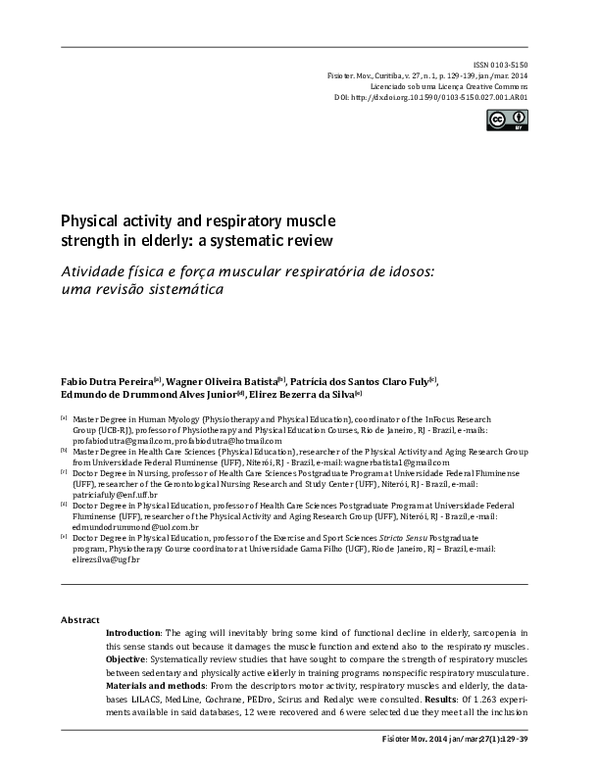 (PDF) Physical activity and respiratory muscle strength in elderly: a ...