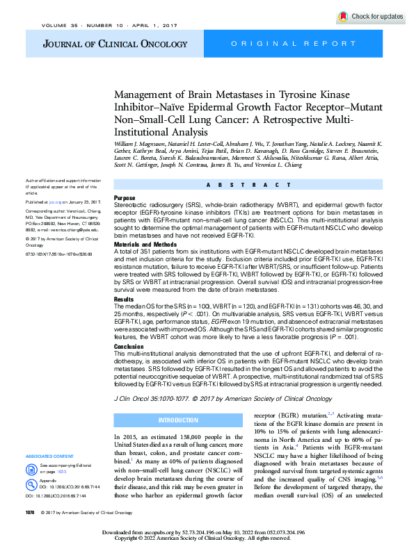 (PDF) Management of Brain Metastases in Tyrosine Kinase Inhibitor-Naïve ...