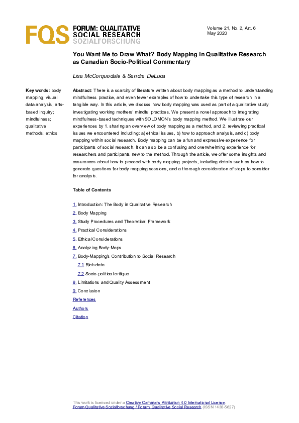 (PDF) You Want Me to Draw What? Body Mapping in Qualitative Research as ...