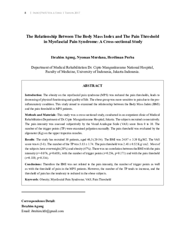 (PDF) The Relationship Between The Body Mass Index and The Pain ...