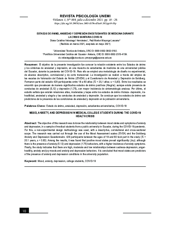 (PDF) Estados De Ánimo, Ansiedad y Depresión en Estudiantes De Medicina ...