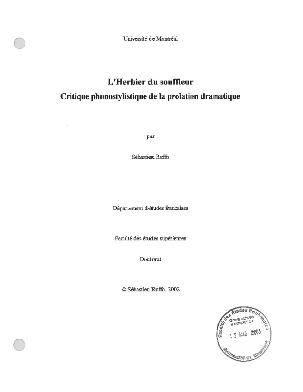 (PDF) L'herbier du souffleur : critique phonostylistique de la ...
