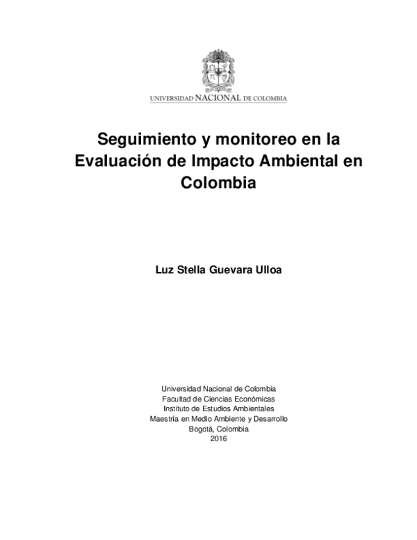 Pdf Seguimiento Y Monitoreo En La Evaluación De Impacto Ambiental En
