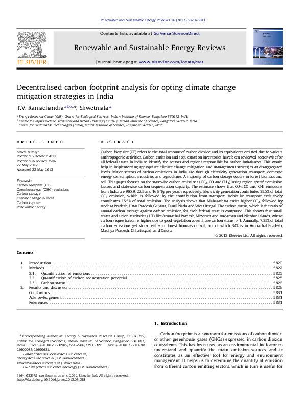 (PDF) Decentralised carbon footprint analysis for opting climate change ...