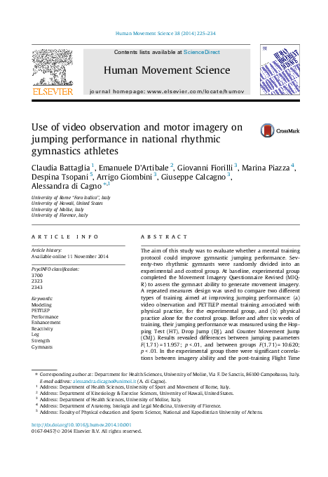 (PDF) Use of video observation and motor imagery on jumping performance ...