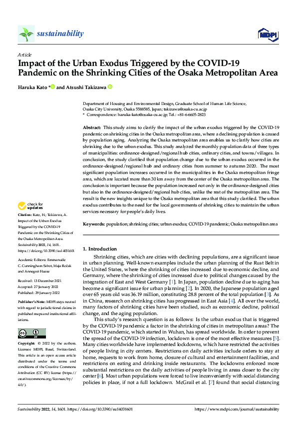 (PDF) Impact of the Urban Exodus Triggered by the COVID-19 Pandemic on ...