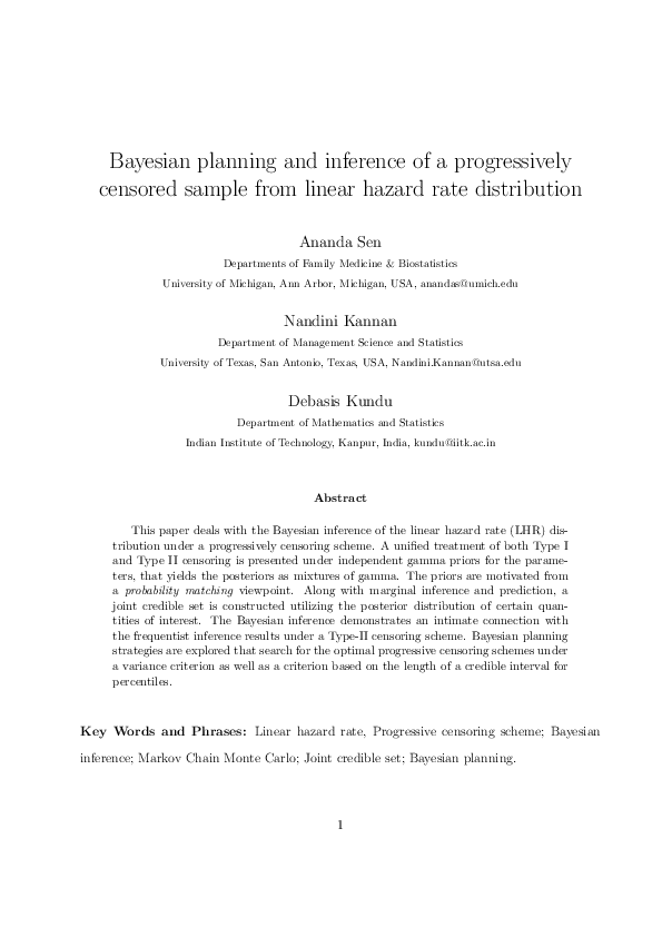 (PDF) Bayesian planning and inference of a progressively censored ...